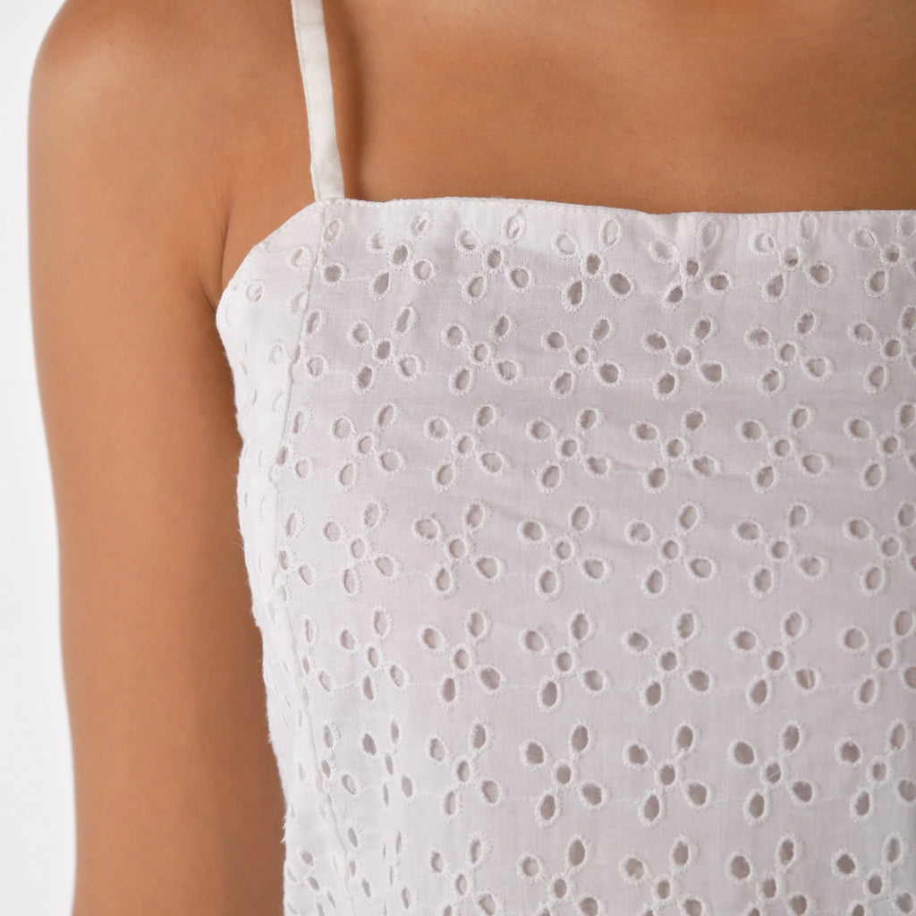 White strappy scarf top with embroidery - I Z F
