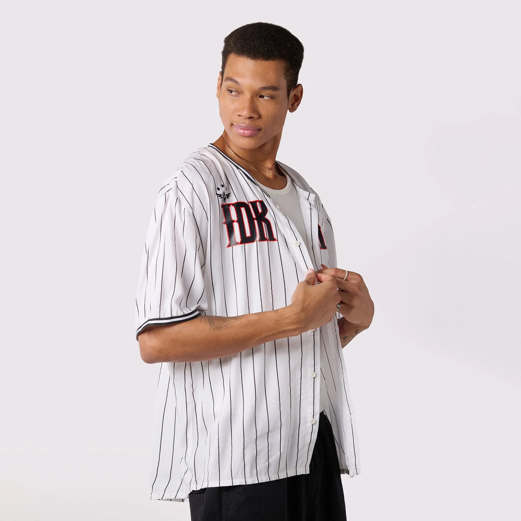 White Striped Baseball Shirt - I Z F
