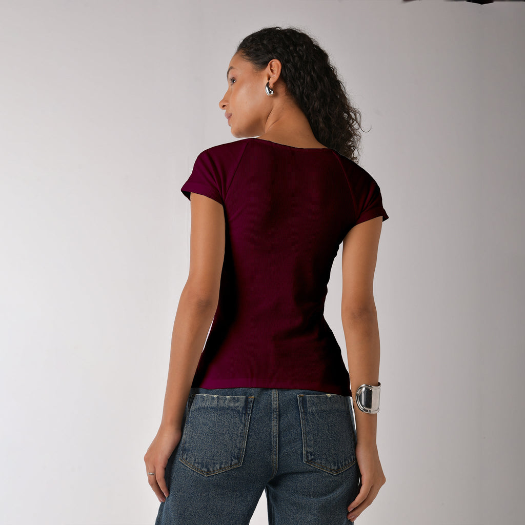 Wine Square Neck Top - I Z F