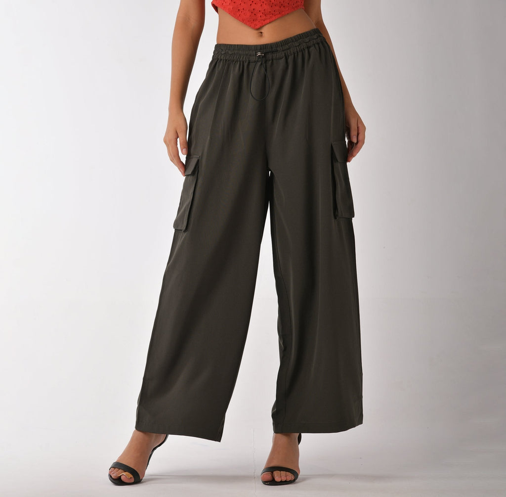 Women's olive baggy air High - Waisted Cargo Pants - I Z F