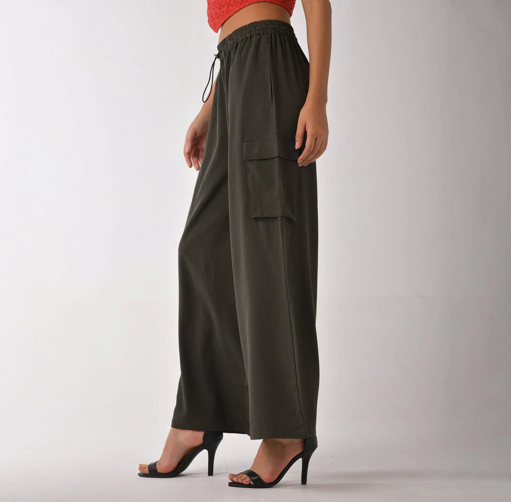 Women's olive baggy air High - Waisted Cargo Pants - I Z F