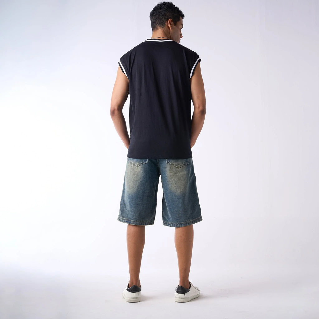Y2K Blue crop loose fit denim Jorts - I Z F