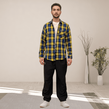 Yellow & Blue checks cotton relaxed fit shirt - I Z F